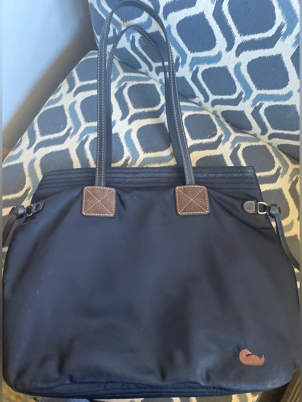 Dooney & Bourke Victoria Black Nylon And Leather Trim Tote Shoulder bag